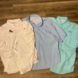 Group of casual Columbia camping style shirts